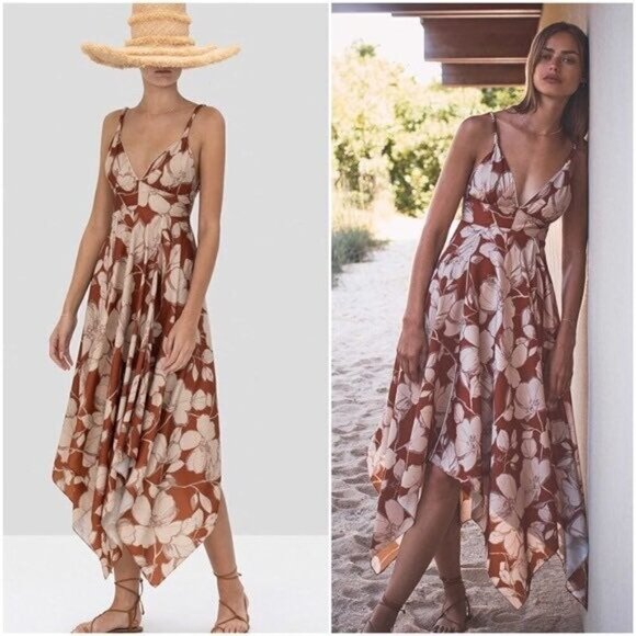 Alexis Gaiana silky scarfy halter Maxi Dress NWT sz M - Picture 1 of 10
